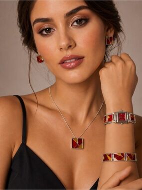 Luxury Jewelry Gift Set Watch Bracelet Necklace Earrings Boxed New